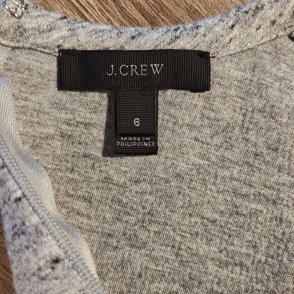 J.Crew Dress Womens 6 Heather Gray Sleeveless Midi A-Line Knit Belted Back Zip - Picture 7 of 14